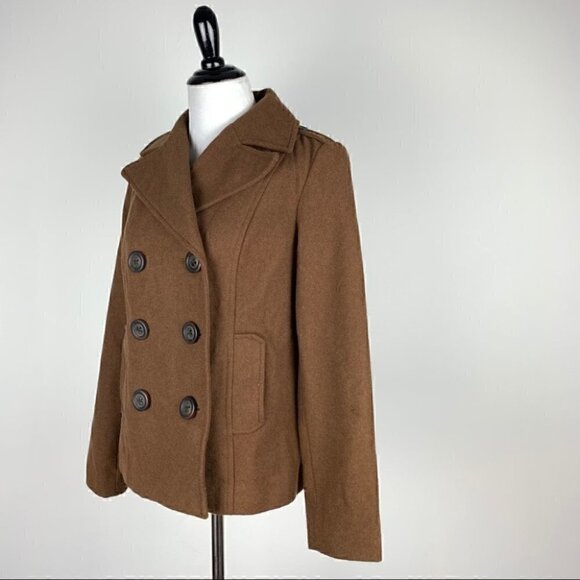 Old Navy jacket S brown 39% wool double breasted - Picture 6 of 12